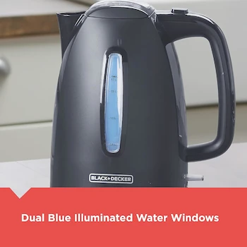 Imagen 5 de BLACK+DECKER Hervidor Eléctrico Inalámbrico KE1555GY, Capacidad 1.7 L, Color Gris, Serie Rapid Boil, Material Vidrio Premium