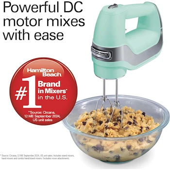 Imagen 4 de Hamilton Beach - Mezclador de Mano Eléctrico Profesional Modelo 62658, Color Menta, Acero Inoxidable, Dimensiones 8.7" Profundidad x 3.2" Ancho x 10.1" Altura