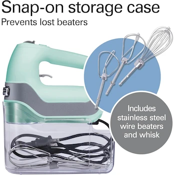 Imagen 5 de Hamilton Beach - Mezclador de Mano Eléctrico Profesional Modelo 62658, Color Menta, Acero Inoxidable, Dimensiones 8.7" Profundidad x 3.2" Ancho x 10.1" Altura