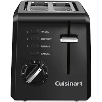 Imagen de referencia para Cuisinart CPT-122BK Tostadora Compacta de Plástico de 2 Rebanadas, Color Negro