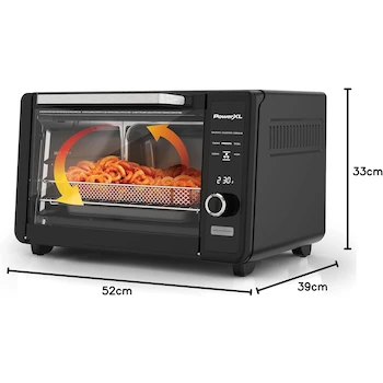 Imagen 2 de PowerXL™ Horno y Freidora de Aire Eléctrico de Mesa CRISP´N BAKE™, Modelo TOD3415B-LA, Color Negro, Capacidad 22 Litros, 1500W, 127V