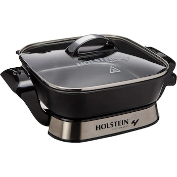 Imagen alusiva al producto Holstein HH-09125013 Sartén Eléctrico con Tapa de Vidrio, Multicolor, de Metal, Dimensiones 31 x 16 x 34 cm