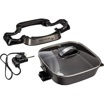 Imagen 2 de Holstein HH-09125013 Sartén Eléctrico con Tapa de Vidrio, Multicolor, de Metal, Dimensiones 31 x 16 x 34 cm