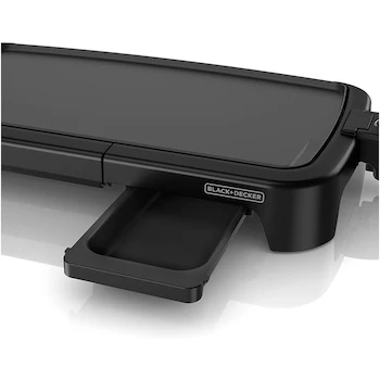 Imagen 4 de BLACK+DECKER Plancha Eléctrica GD2051B para 8 Porciones, Tamaño Familiar con Bandeja de Calentamiento y Bandeja de Goteo, Color Negro
