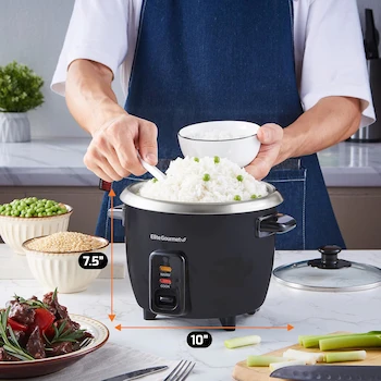 Imagen 2 de Elite Gourmet ERC003B Arrocera Eléctrica, Capacidad 6 Tazas Cocidas (3 Tazas Sin Cocinar), Color Negro