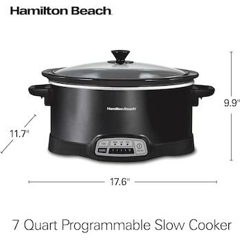 Imagen 2 de Hamilton Beach 33474G - Olla de Cocción Lenta Portátil de 7 Cuartos, Negro