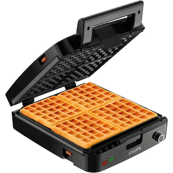 Imagen de referencia para KRUPS GQ502D51 Wafflera Belga de Acero Inoxidable Plateado y Negro, Capacidad para 4 Waffles, Dimensiones 25 x 25 x 48 cm, Serie GQ