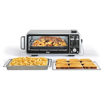 Imagen de referencia para Ninja Foodi SP351 Horno Tostador y Freidora de Aire, Acero Inoxidable y Negro, Capacidad 0.62 pies cúbicos, Dimensiones 51.3 cm Ancho x 38.9 cm Profundidad x 20.7 cm Alto, Peso 9.76 kg, Serie Foodi