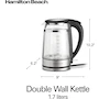 Miniatura de Hamilton Beach Kettle Series Electric Kettle, Model 40820, 1.7L Capacity, Double Wall Design, Stainless Steel Body, Black Finish, Cordless Service, Integrated Mesh Filter, Auto Shut-Off and Boil-Dry Protection, 1500W Power