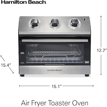 Imagen 2 de Horno Digital con Freidor con Aire Hamilton Beach Modelo 31222, Negro y Acero Inoxidable, Capacidad para 6 Rebanadas de Pan o Pizza de 30 cm, 30 Litros, Dimensiones 32.3 x 38.4 x 39.1 cm