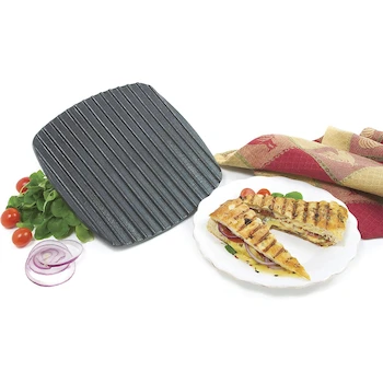 Imagen 2 de Norpro Modelo 963 Prensa para Panini Italiano - Sándwiches y Filetes, Hierro Fundido con Revestimiento Esmaltado, Dimensiones 21.5 x 21 x 5.5 cm, Peso 0.68 kg