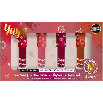 Imagen 2 de Yuya - Set Edición Especial Versión Mini: 4 Tintas Multiusos en Tonos Yin Yang (Rojo), Párvula (Rosa), Fugaz (Morado), Soledad (Naranja), Tamaño 12 cm