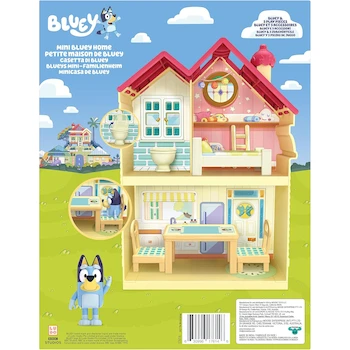 Imagen 3 de Bluey Mini Home Playset - Yellow Compact House Toy Set, 2.5-Inch Articulated Bluey Figure, 5 Furniture Pieces (2 Chairs, Table, Bed, Toilet), Three Rooms (Kitchen, Bedroom, Bathroom), Series: Bluey, Model: B0CCWWZT12, Size: Mini