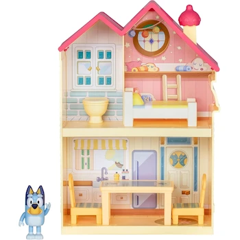 Imagen 4 de Bluey Mini Home Playset - Yellow Compact House Toy Set, 2.5-Inch Articulated Bluey Figure, 5 Furniture Pieces (2 Chairs, Table, Bed, Toilet), Three Rooms (Kitchen, Bedroom, Bathroom), Series: Bluey, Model: B0CCWWZT12, Size: Mini