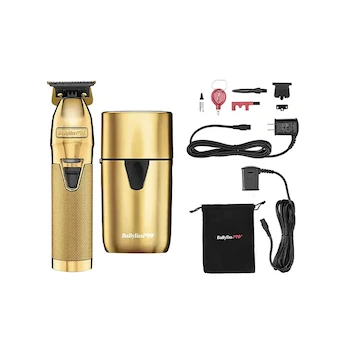 Imagen 5 de BaByliss FX Series Combo Trimmer + UV Shaver Gold Model FXLFHOLPK2GES Metal Case