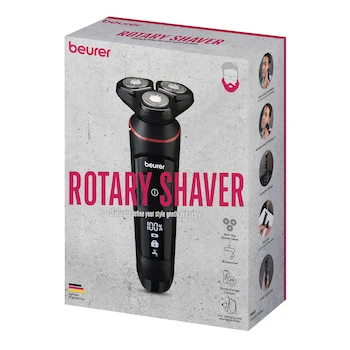 Imagen 2 de Beurer Afeitadora Rotativa MN8X - Modelo Recargable 100-240V en Plástico Resistente al Agua, con Recortadora de Barba y Patilla 2 en 1, Cable de Carga USB, Cepillo de Limpieza, Adaptador de Red y Estación de Almacenamiento