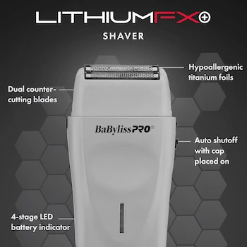 Imagen 5 de BaBylissPRO LithiumFX+ - Afeitadora Ergonómica de Doble Lámina Cord/Cordless de Litio Edición Limitada (Colección Niebla, Gris), Altura 5.25 pulgadas, ASIN B0DV7MX5JK