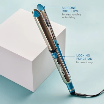 Imagen 5 de BaBylissPRO Nano Titanium Serie Prima3000 Ionic Straightener, Modelo BNT3000TUC, Placas de Titanio 1.25 Pulgadas, Color Plateado y Azul, Voltaje Eléctrico con Cable, ASIN B01FIODPY0