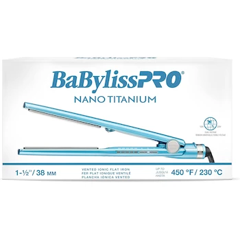 Imagen de referencia para BaBylissPRO Nano Titanium Vented Alaciadora Profesional con Placas de Titanio de 1 1/2" (38 mm), Placas de 11 cm de Largo, Bivolt, Modelo BNT4093TUC, Color Negro