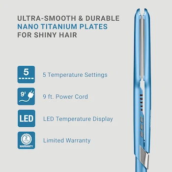Imagen 3 de BaBylissPRO Nano Titanium Plancha Alisadora Ultrafina de Cabello de 1 1/2 Pulgadas, Color Azul, Modelo BNT4073TUC
