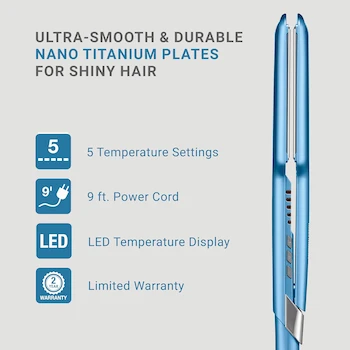 Imagen 3 de BaBylissPRO Nano Titanium - Plancha Alisadora de Cabello Ultrafina de 2 Pulgadas, Color Azul, Serie Nano Titanium, Tamaño de Placas 2", Material Titanio, Forma Plana, Unidad Individual