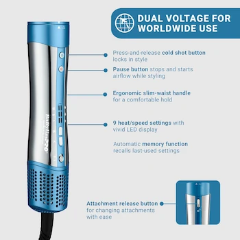 Imagen 4 de BaBylissPRO Nano Titanium Style|Switch Ionic Multi-Styler, Air-Styler y Secador de Pelo, Azul, Doble Voltaje, 5 en 1 con 5 Accesorios, Modelo BNTSS-5PK, Altura 8 Pulgadas, 1 Unidad