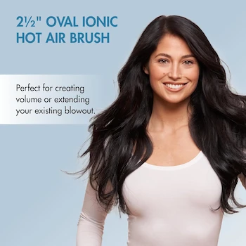 Imagen 2 de BaBylissPRO Nano Titanium BNTHB250 - Cepillo Ovalado Iónico de Aire Caliente Azul de 2.5 Pulgadas, Material Nano Titanium y Cerdas de Nylon y Jabalí, 1 Unidad