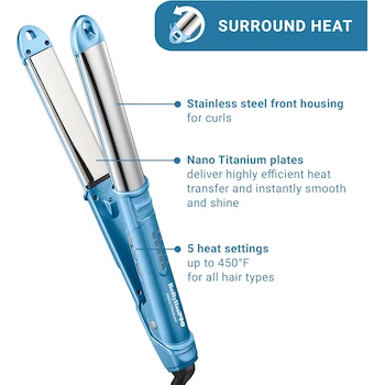 Imagen 4 de BaBylissPRO Plancha de Acero Inoxidable Sin Esfuerzo Ultra-Sleek de 1 Pulgada para Peinar Cabello, Alisadora, Herramienta para Ondas y Rizos, Color Azul