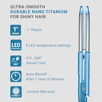 Imagen 5 de BaBylissPRO Plancha de Acero Inoxidable Sin Esfuerzo Ultra-Sleek de 1 Pulgada para Peinar Cabello, Alisadora, Herramienta para Ondas y Rizos, Color Azul