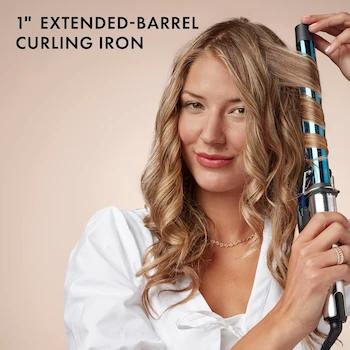 Imagen 2 de BaBylissPRO Nano Titanium Serie BNTW100XLUC - Plancha de Rizo Profesional con Resorte y Barril Extendido de 1 Pulgada de Titanio Nano, Color Azul, para Cabello Mediano a Largo, Ultra Ligera, 1 Unidad