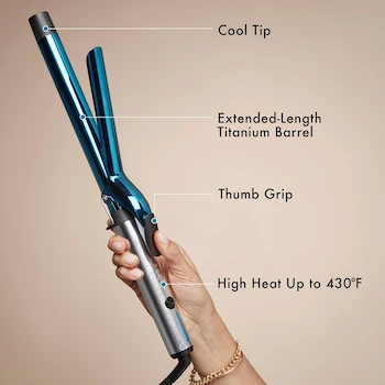 Imagen 3 de BaBylissPRO Nano Titanium Serie BNTW100XLUC - Plancha de Rizo Profesional con Resorte y Barril Extendido de 1 Pulgada de Titanio Nano, Color Azul, para Cabello Mediano a Largo, Ultra Ligera, 1 Unidad