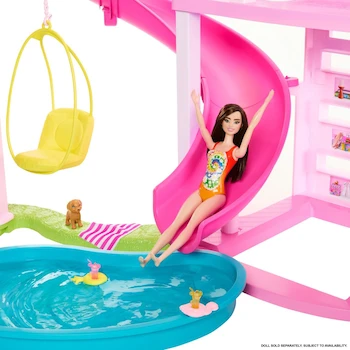 Imagen 2 de Barbie Casa de Muñecas Nueva Casa de los Sueños, Multicolor, Modelo HMX10, Serie Nueva Casa de los Sueños, para 3 Años+, 79 Piezas, Dimensiones 70.1 x 157 x 114.3 cm, Peso 11 kg
