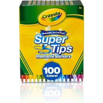 Imagen alusiva al producto Crayola Super Tips - Set de 100 Marcadores en Colores Asortados, Paquete para Niños, Línea Super Tips, Tamaño Estándar