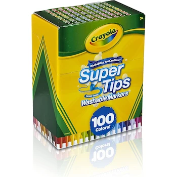 Imagen 5 de Crayola Super Tips - Set de 100 Marcadores en Colores Asortados, Paquete para Niños, Línea Super Tips, Tamaño Estándar