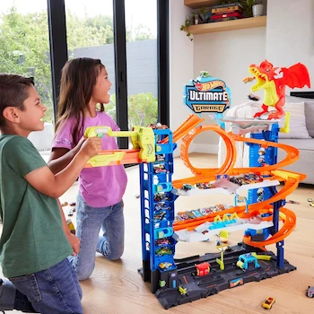 Imagen 2 de Hot Wheels Pista City Ultimate Garage Modelo HKX48 Multicolor con 4 Niveles, Dragón Devorador de Autos, Capacidad para +50 Vehículos Escala 1:64, Incluye 2 Coches Die-Cast, para Niños de 4 Años en Adelante, Altura 105 cm