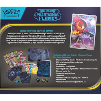 Imagen 3 de Pokémon TCG Mega Evolutions 2: Phantasmal Flames Elite Trainer Box (ETB), English Edition, Multi-Color with Blue Flames and Dark Battlefield Design, Model 10-10186-101, Size 7.5 x 7 Inches, Weight 1.46 Pounds, ASIN B0FPM3LQJ4