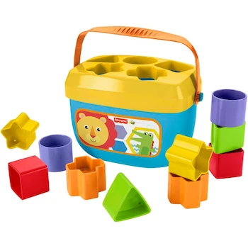 Imagen de referencia para Fisher-Price Juguete Primeros Bloques del Bebé FFC84 con Cubo Clasificador de Formas Multicolor, 10 Bloques, Tamaño 13 x 12,5 x 21,01 cm, Plástico, Serie Baby's First Blocks, para Niños de 6 Meses en Adelante
