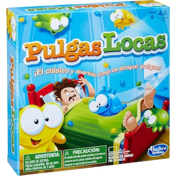 Imagen 3 de Hasbro Gaming Pulgas Locas - Juego de Mesa, Modelo E0884, Serie Hasbro Gaming, para 2-3 Jugadores desde 4-8 Años, 1 Tablero 15x15cm, 36 Piezas Multicolores, 3 Pinzas Azul/Amarillo/Verde, Dimensiones 6.3x26.6x26.6cm, Material Plástico