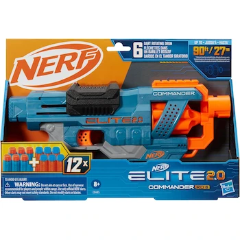 Imagen 3 de NERF Hasbro Elite 2.0 Commander RD-6 Lanzador de Dardos Rojo con Tambor Giratorio de 6 Dardos, Incluye 12 Dardos Elite, para Niños y Niñas a Partir de 8 Años
