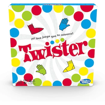 Imagen 1 de Hasbro Gaming Twister Juego de Mesa con Tapete, Ruleta con Base y Flecha e Instructivo, Modelo 98831, para 2 o Más Jugadores, a Partir de 6 Años