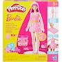 Miniatura de Hasbro Play-Doh Set de Masas Moldeables Corazones y Cabello Barbie G1357, Muñeca Auténtica 12 Pulgadas con Brazos Piernas y Cabeza Móviles, 2 Latas de Plastilina 2 oz Rosa y Morado Total 4 oz, 2 Moldes de Cabello Corto y Largo, Hoja de Patrón Prefabricada
