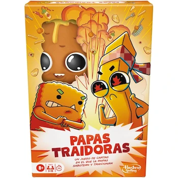 Imagen de referencia para Hasbro Gaming Papas Traidoras Juego de Cartas, Juego Dinámico para Familias y Adultos, 3-10 Jugadores, +8 Años, Multicolor, Modelo E6792, Serie Hasbro Gaming, Duración 25 Min, ASIN B0CYK2THCQ