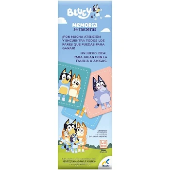 Imagen 3 de Novelty Corp Juego de Mesa Memoria Torre Bluey Modelo JCA-3611, 54 Tarjetas Ilustradas en Colores Vivos, Tamaño de Empaque 6.5 x 6.5 x 18 cm, Serie Licencia Oficial Bluey