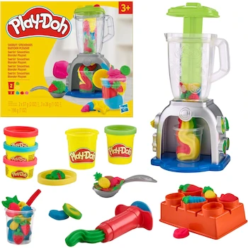 Imagen alusiva al producto Play-Doh Licuadora de Batidos Coloridos Set de Juguete Multicolor, Modelo F9142, Serie Swirlin' Smoothies, 5 Colores de Masa 198g Total, Playset de Cocina para Niños y Niñas a Partir de 3 Años, Hasbro