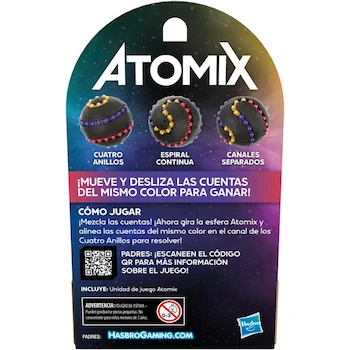 Imagen 5 de Hasbro Gaming Atomix Juego de Mesa Esfera Rompecabezas Negra Texturizada con Cuentas Perladas Multicolor, para 1 Jugador, Tamaño Portátil como una Naranja, Serie Hasbro Gaming, A Partir de 7 Años, ASIN B0DSCPT5DB