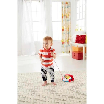 Imagen 2 de Fisher-Price Teléfono Parlanchín Clásico, Modelo DPN22, Multicolor, Juguete para Bebés de 12 Meses en Adelante, Dimensiones 19.5 x 16 x 10.7 cm, Peso 0.47 kg, Material Plástico, Serie Clásicos