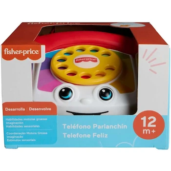 Imagen 4 de Fisher-Price Teléfono Parlanchín Clásico, Modelo DPN22, Multicolor, Juguete para Bebés de 12 Meses en Adelante, Dimensiones 19.5 x 16 x 10.7 cm, Peso 0.47 kg, Material Plástico, Serie Clásicos