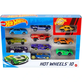 Imagen 1 de Hot Wheels Paquete de 10 Autos Die-Cast Miniatura 1:64, Serie Exclusive (Estilos Pueden Variar), Multicolor, Apropiado para Niños 3+ Años, Juguetes Coleccionables para Niños y Adultos