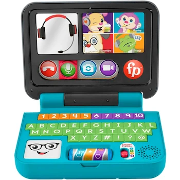 Imagen de referencia para Fisher-Price Mi Primer Laptop de Aprendizaje, Serie Ríe y Aprende, Modelo HGW97, Color Celeste con Elementos Multicolores, Tamaño 22.86 x 6.03 x 33.02 cm, Peso 880 g, para Bebés y Niños de 6 a 36 Meses