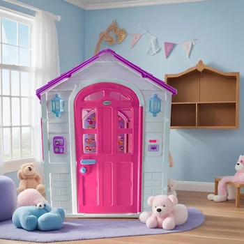 Imagen 5 de Prinsel Casita Infantil de Juegos 2 en 1: Casita y Supermercado Rosa para Niñas, Espaciosa de 2 a 6 Años, con Timbre, Accesorios Incluidos